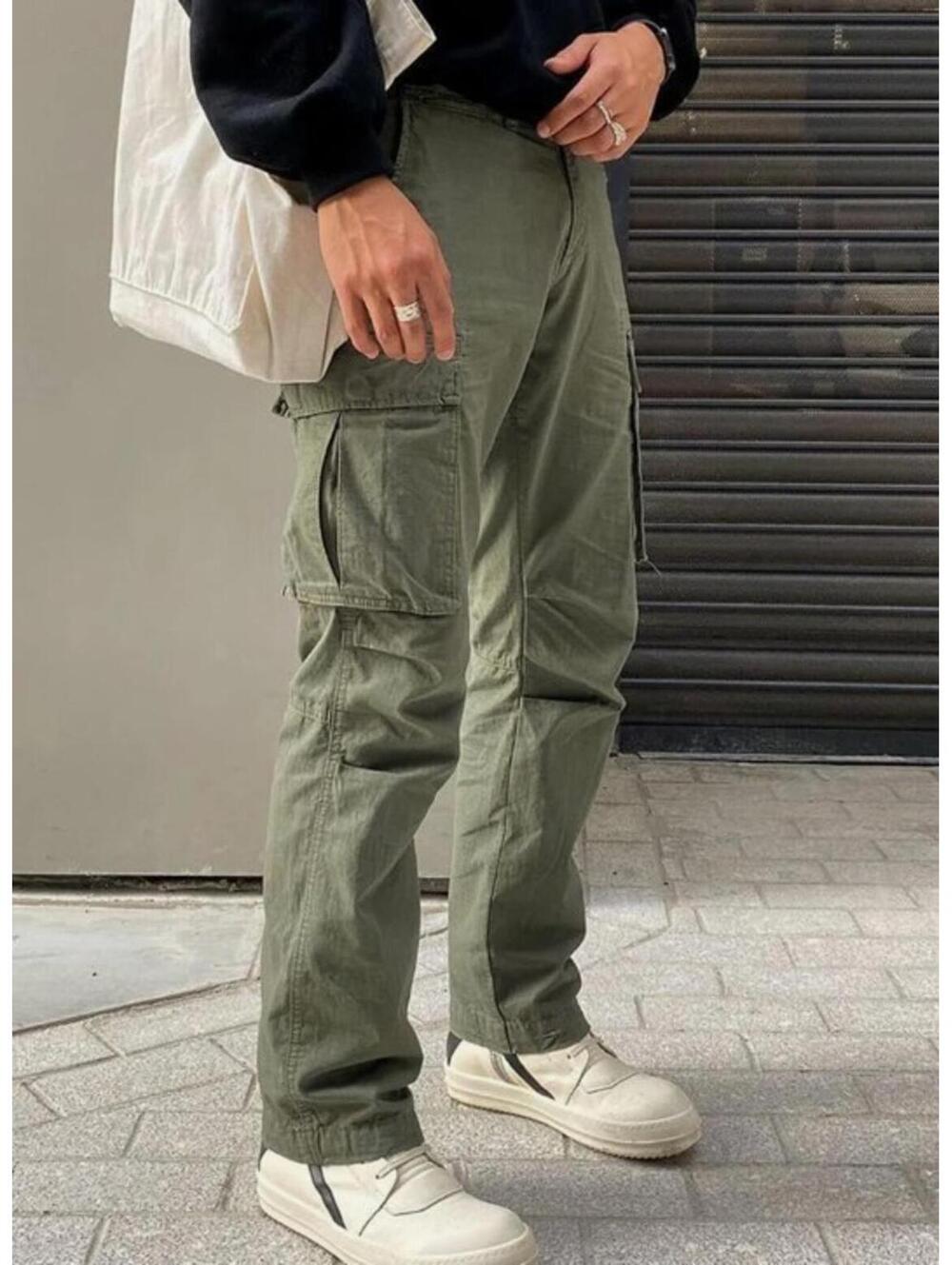 MNML Mens Vintage Cargo Pants - Olive, Size 29